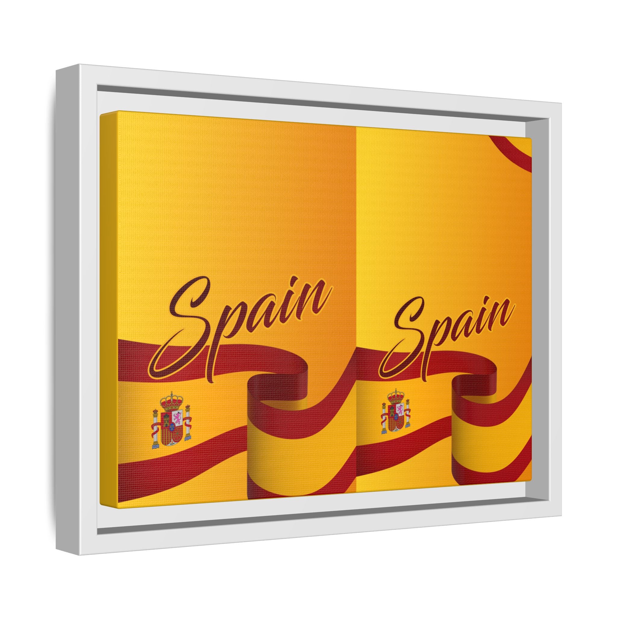 Spain Flag Matte Canvas Framed Wall Art — Travel Poster Decor