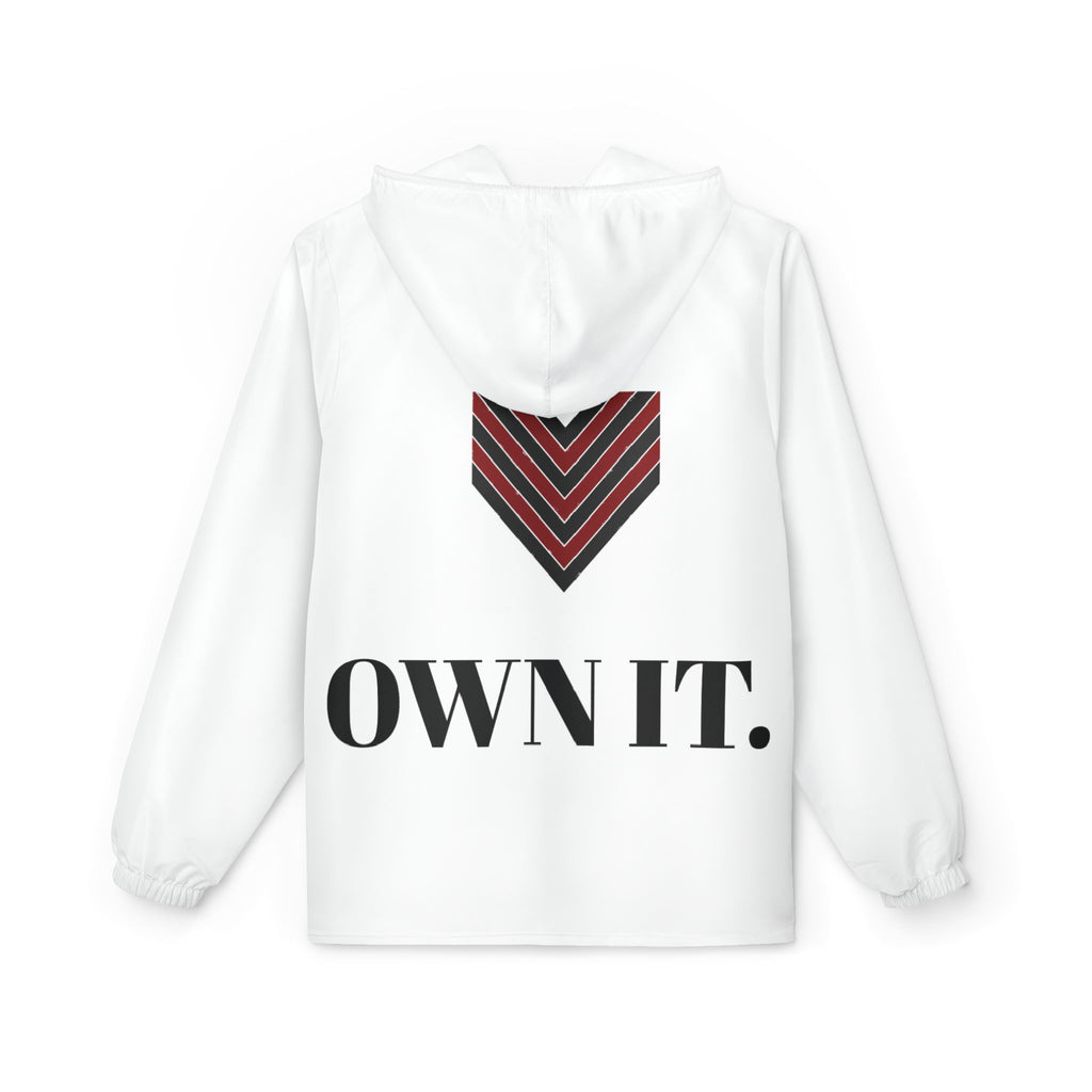 Own It Windbreaker Jacket — Minimal Crest Zip-Up Hooded Windbreaker