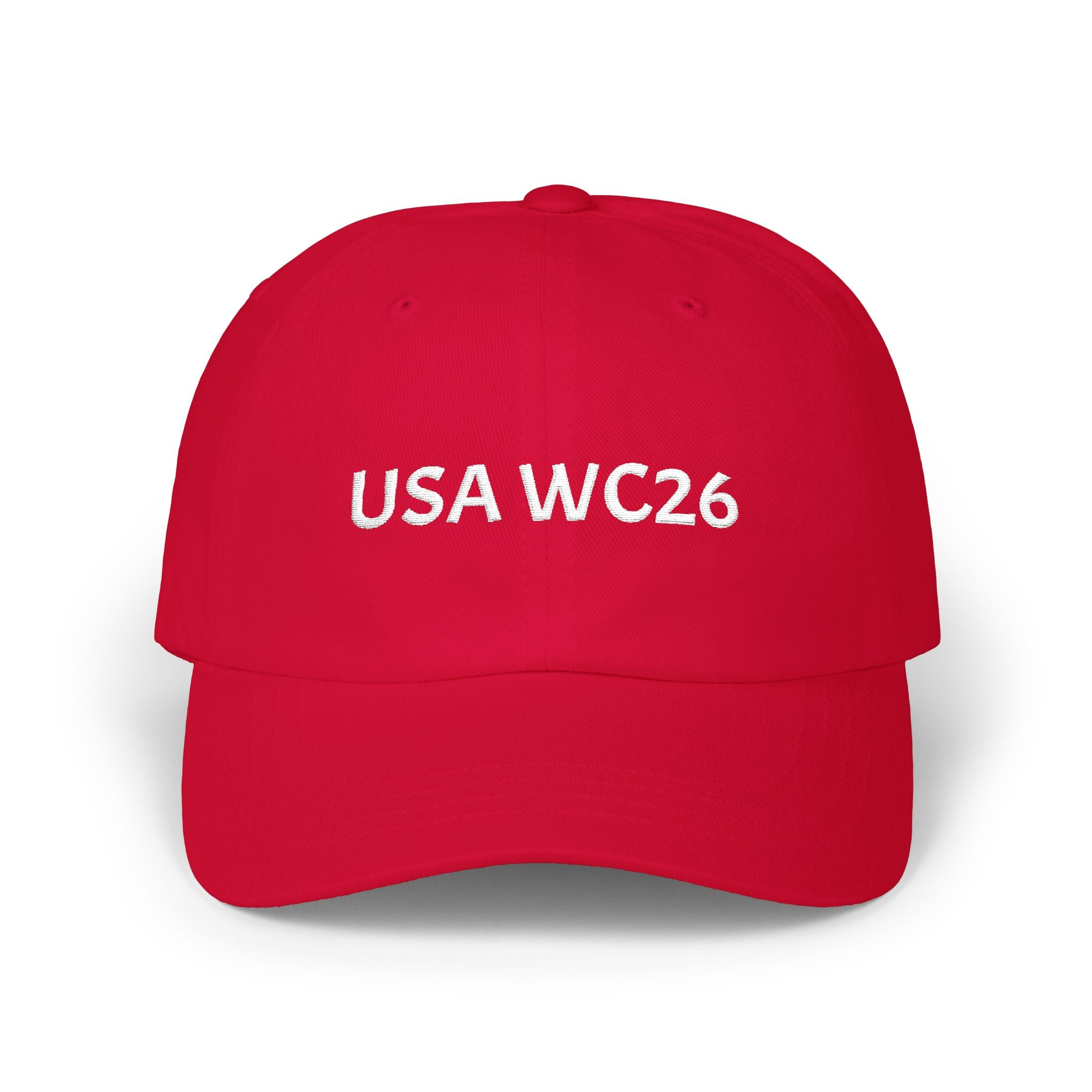 USA WC26 Embroidered Dad Cap — Minimalist White Baseball Hat