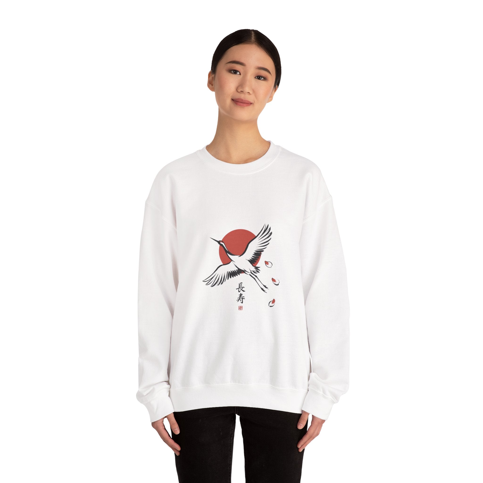 Cranes & Rising Sun Sweatshirt | Japanese Streetwear, Kanji Cherry Blossom