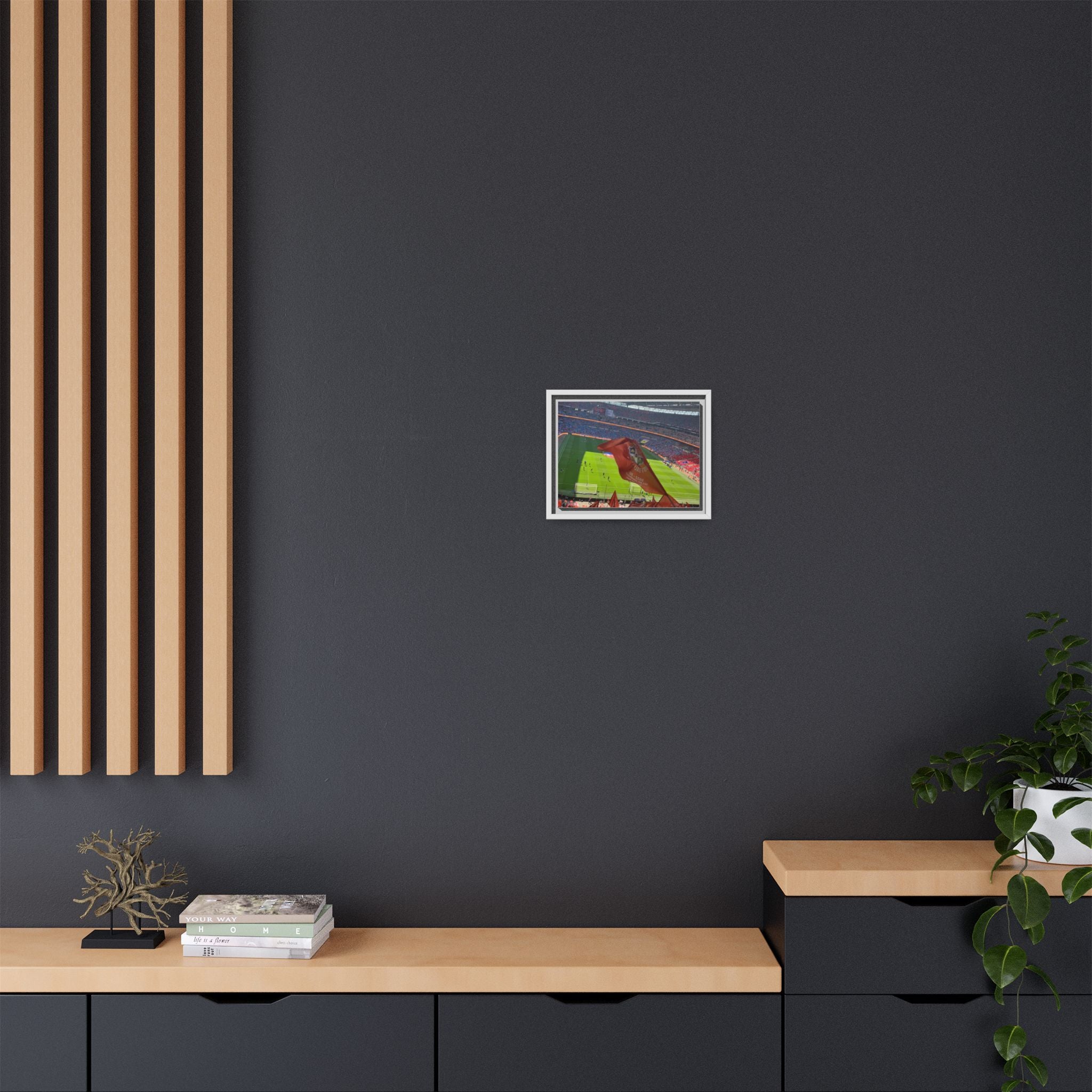 Stadium Flag Matte Canvas Framed Wall Art — Football Match Photo