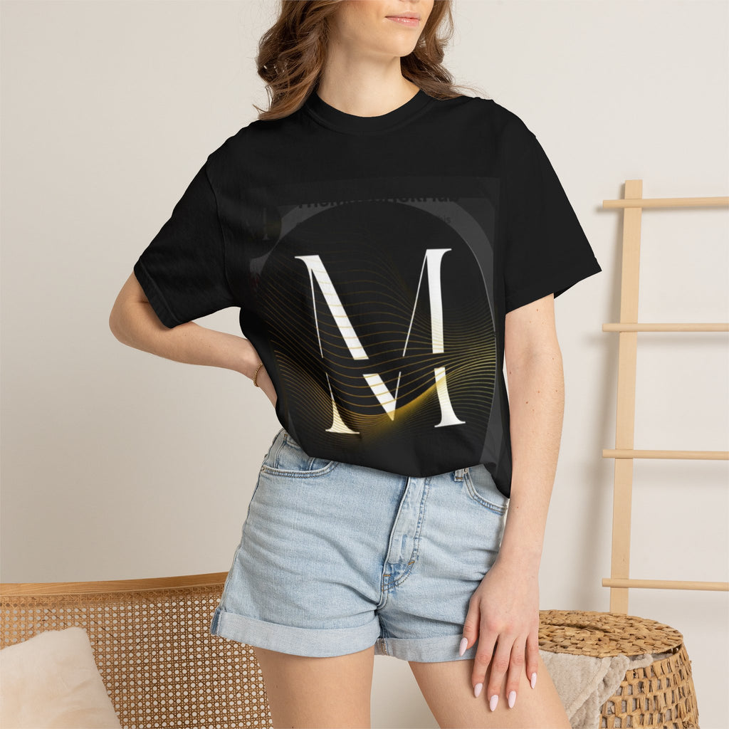 Monogram M T‑Shirt — Elegant Gold Letter M Graphic Tee