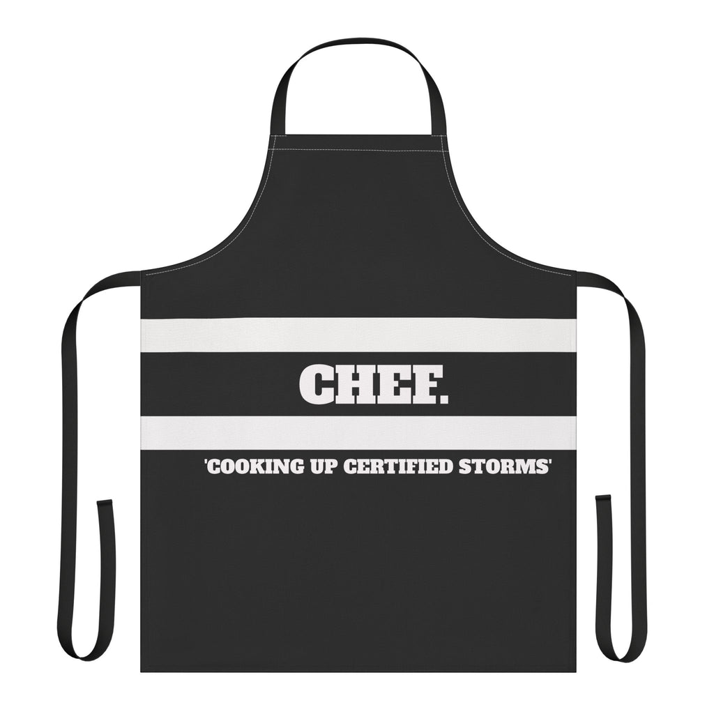 Chef Apron — "Cooking Up Certified Storms" Black Kitchen Apron