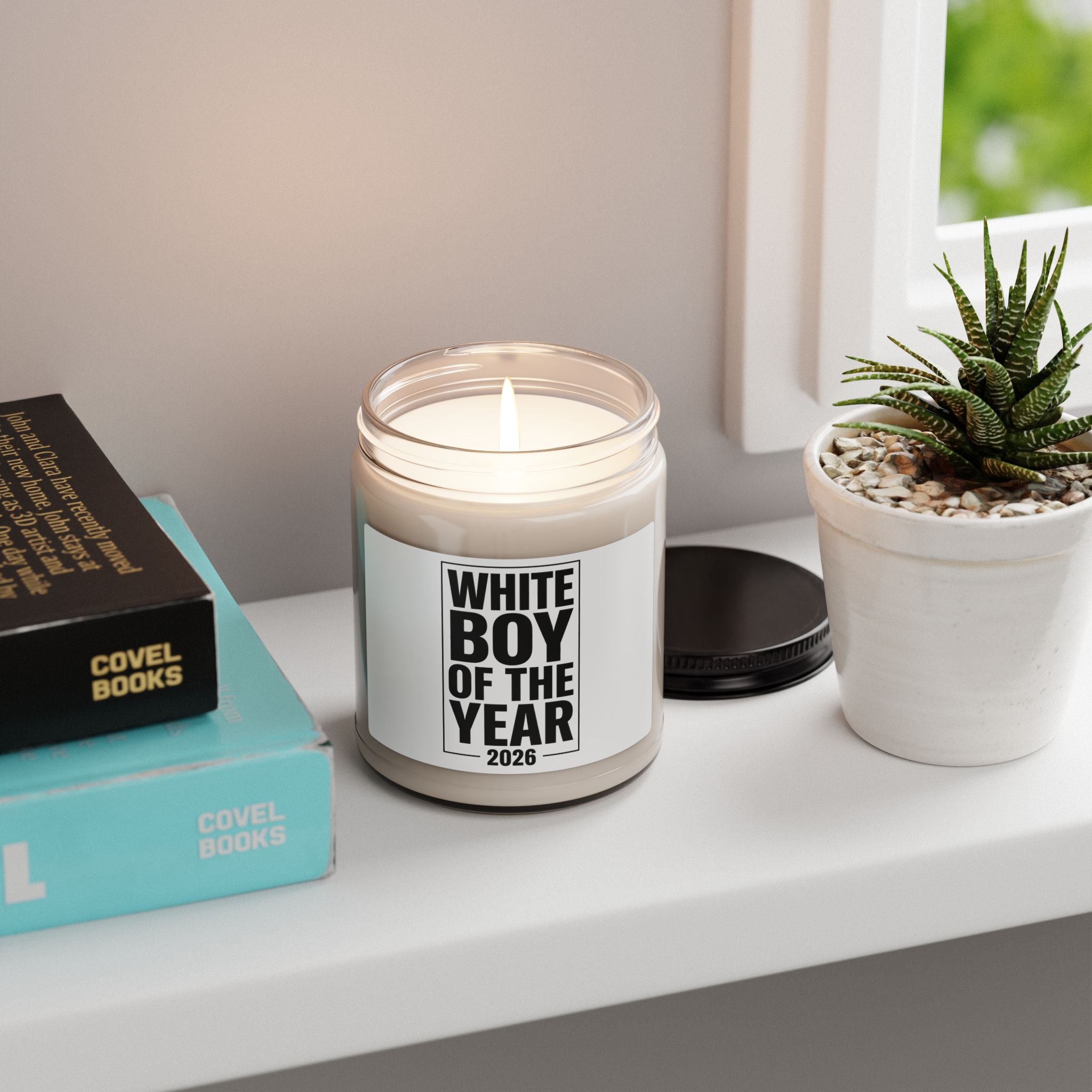 White Boy of the Year Candle, Scented Soy Jar, Meme Novelty 2026