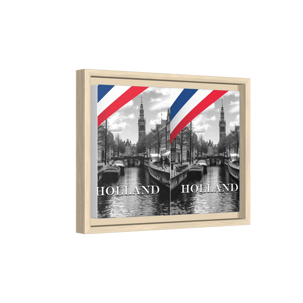 Holland Canal Framed Canvas Print — Dutch Flag Travel Wall Art