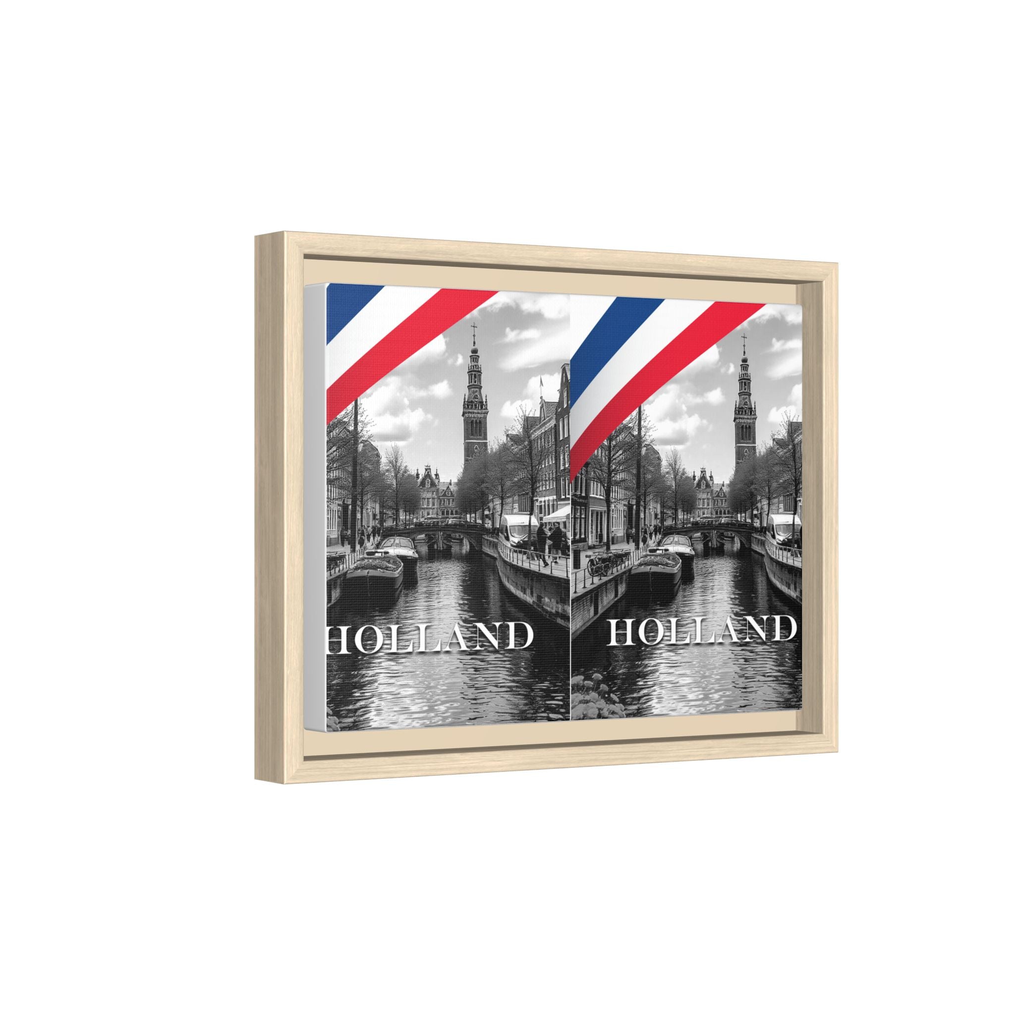 Holland Canal Framed Canvas Print — Dutch Flag Travel Wall Art