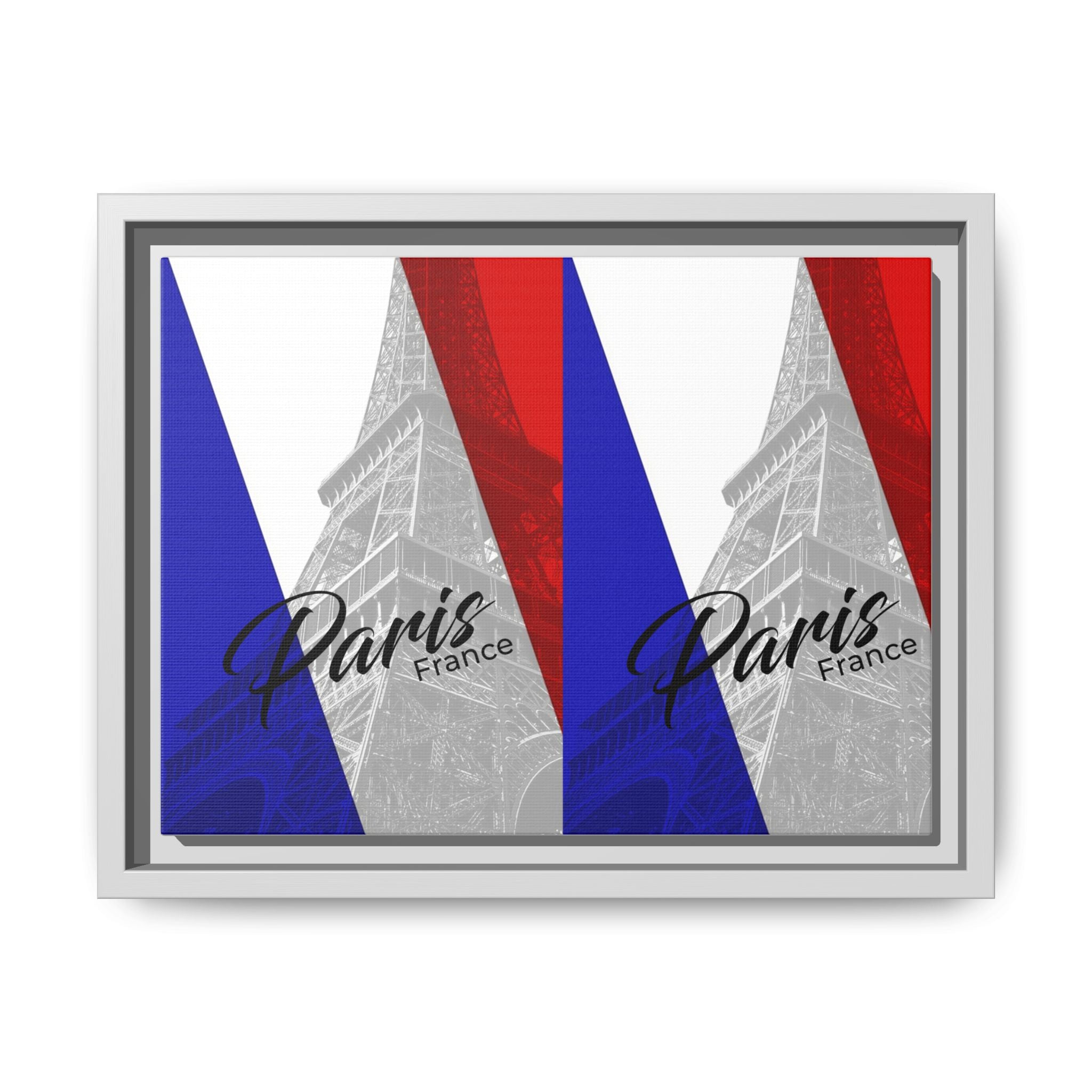 Paris Eiffel Matte Canvas Framed Wall Art — French Flag Pop-Print