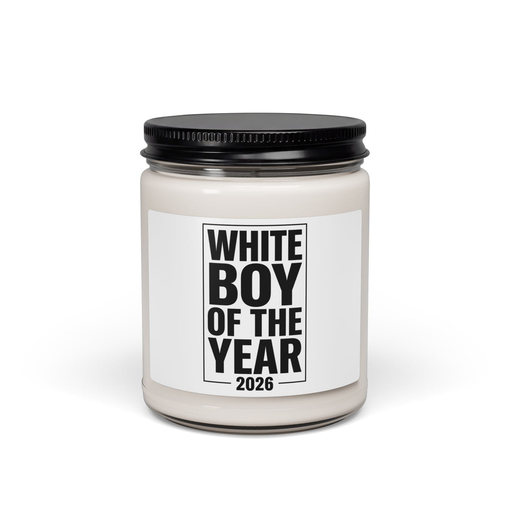 White Boy of the Year Candle, Scented Soy Jar, Meme Novelty 2026