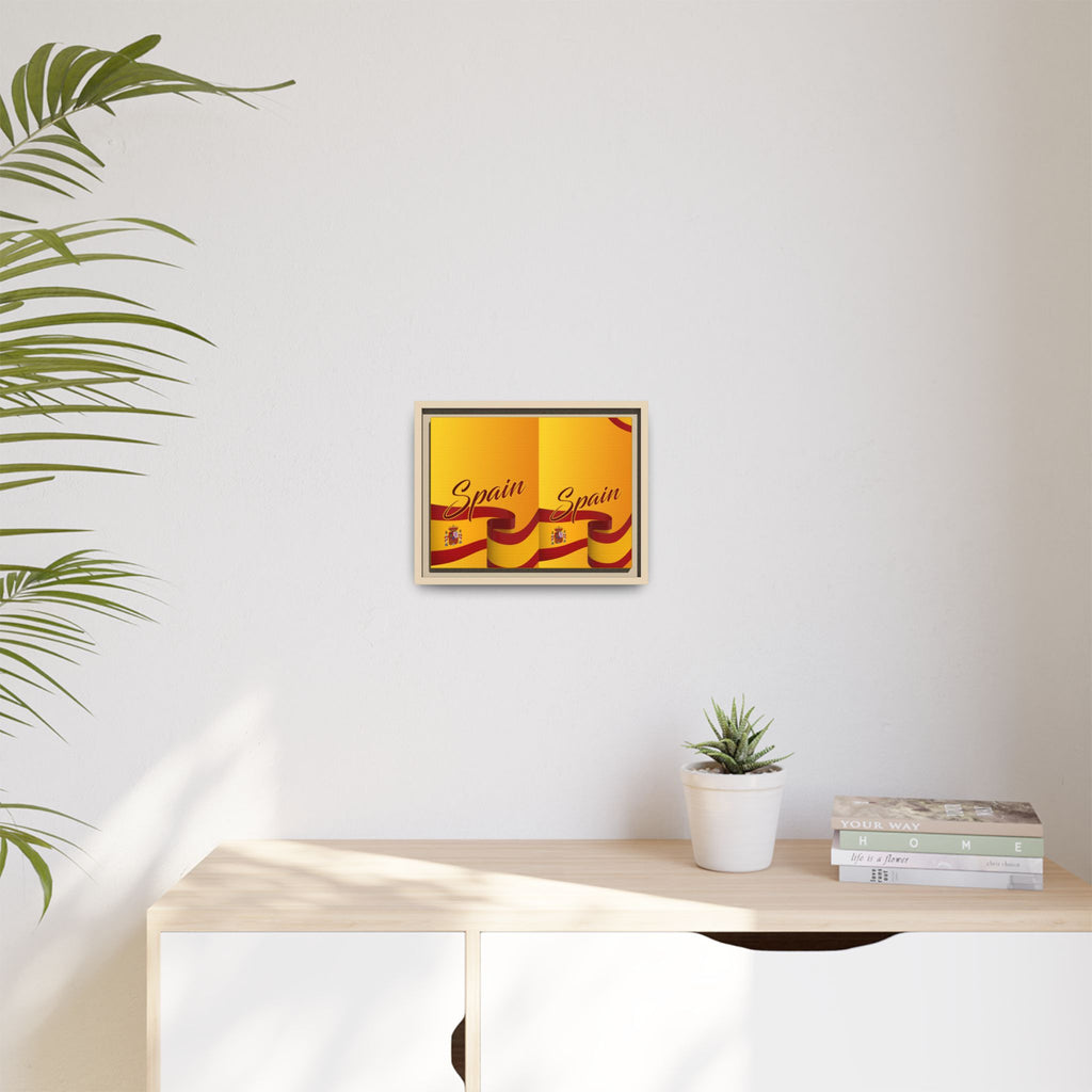 Spain Flag Matte Canvas Framed Wall Art — Travel Poster Decor