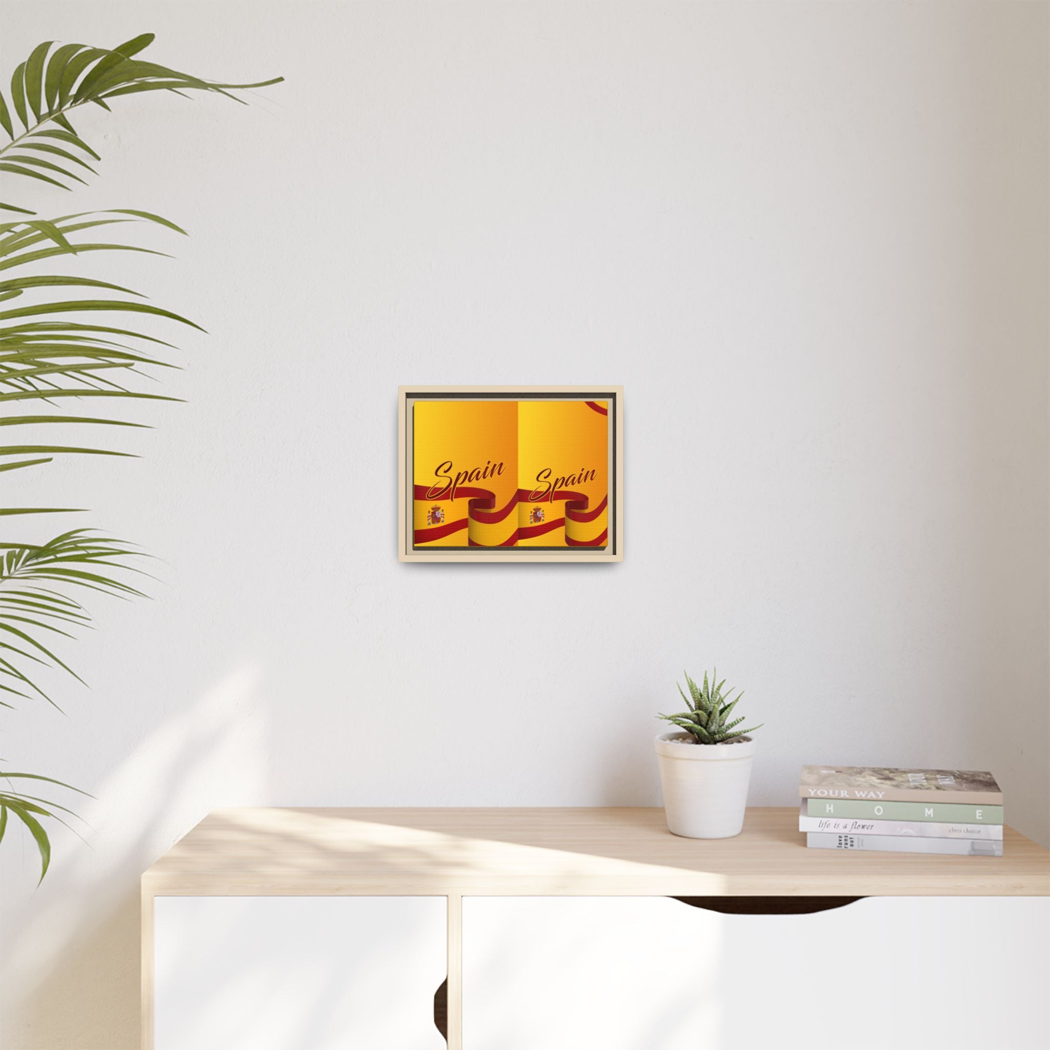 Spain Flag Matte Canvas Framed Wall Art — Travel Poster Decor
