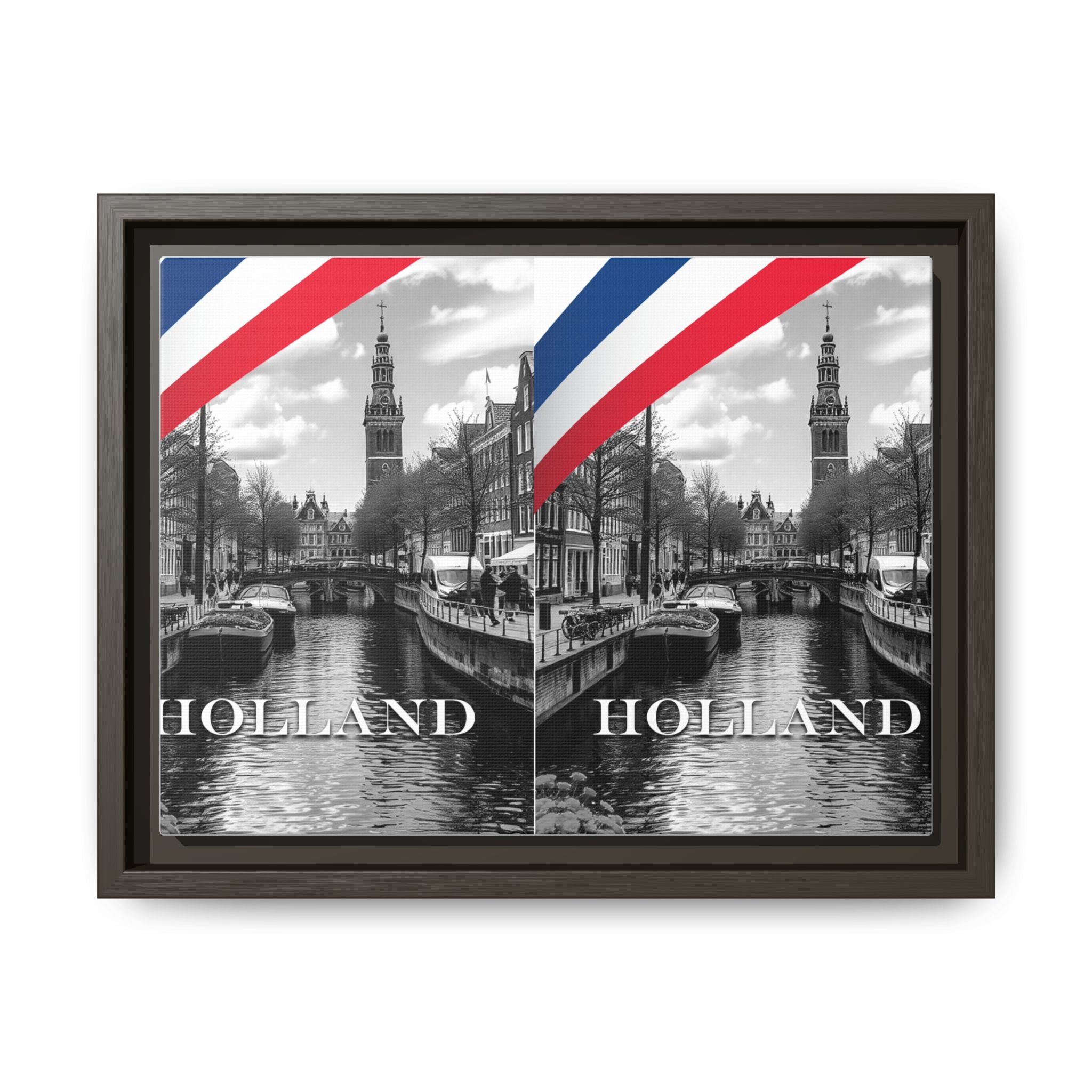 Holland Canal Framed Canvas Print — Dutch Flag Travel Wall Art