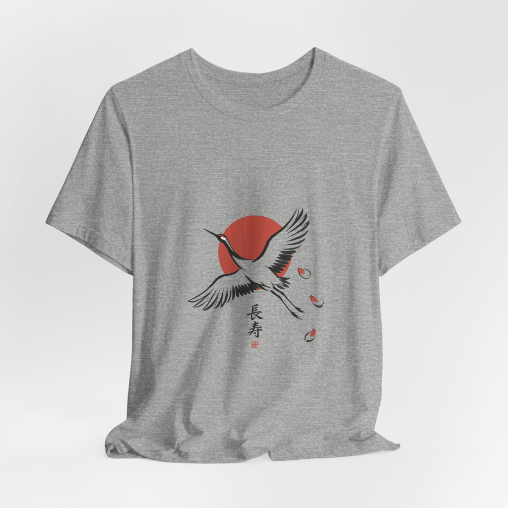 Crane Rising Sun Tee | Japanese Streetwear, Cherry Blossom Koi Aesthetic