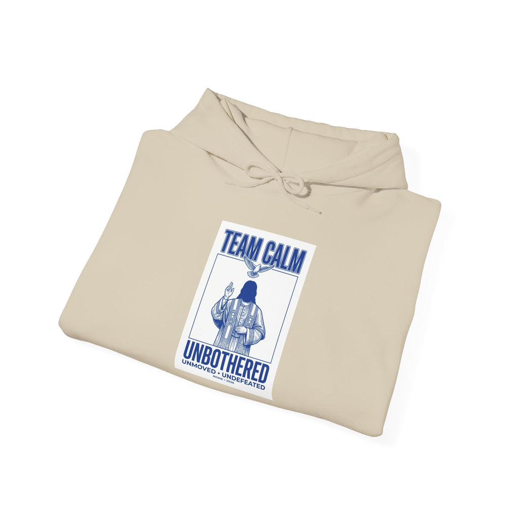 Team Calm Unbothered Hoodie | Pope‑coded Sacred Symbolism, Minimal Authority