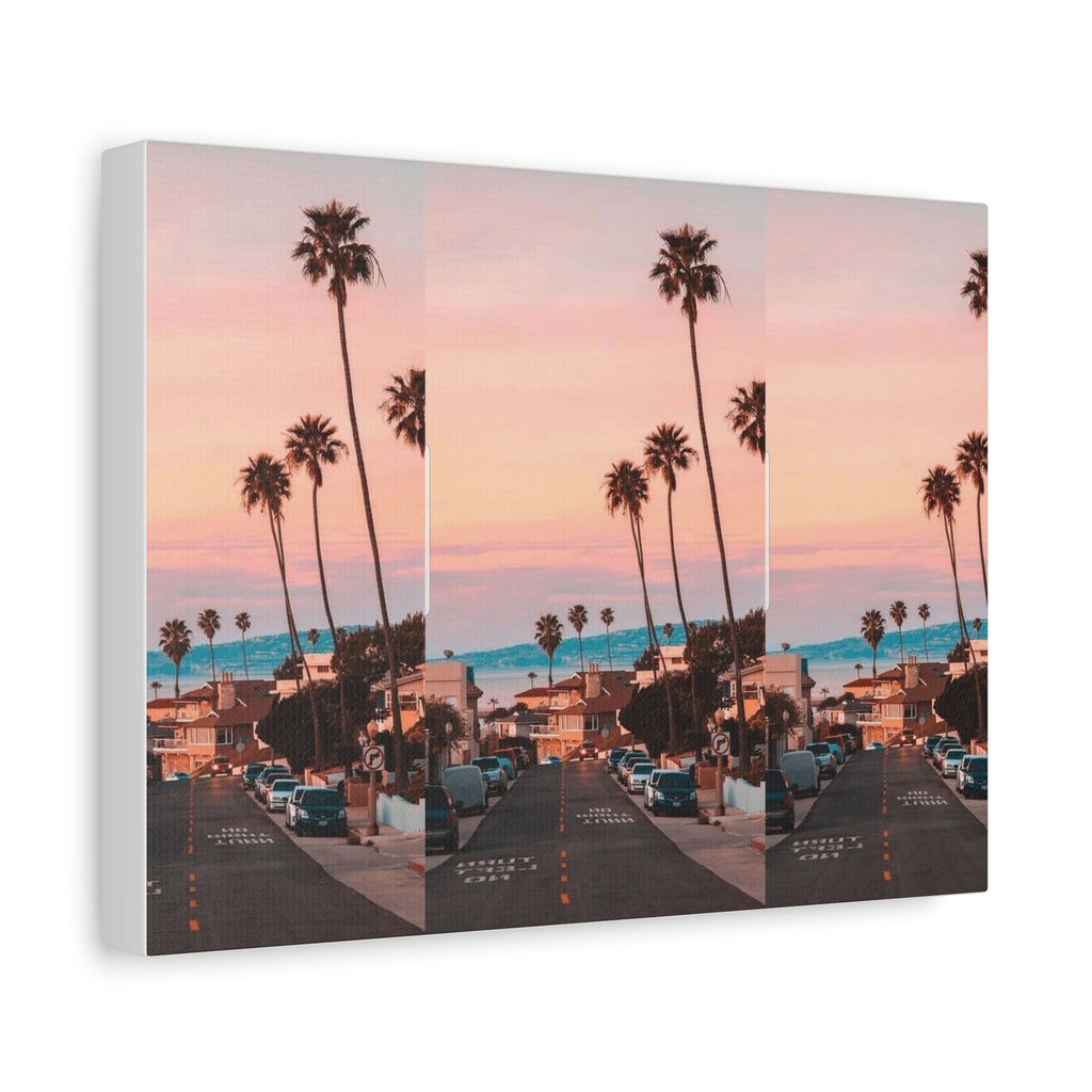 Sunset Palm Beach Canvas Print — Coastal Wall Art Matte Stretched